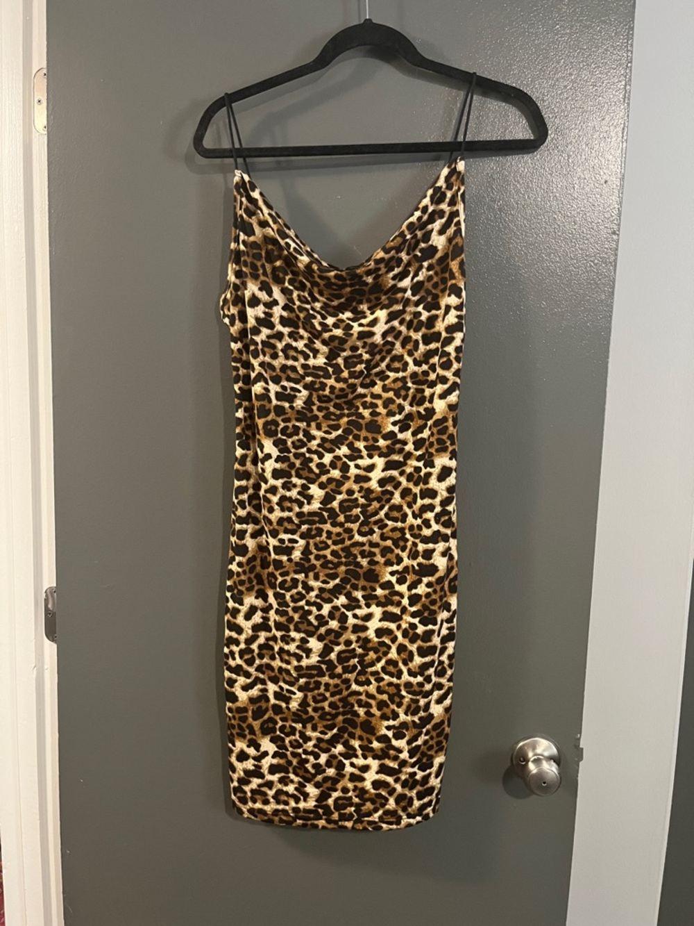 Leopard Print Slip Midi Dress - Brown